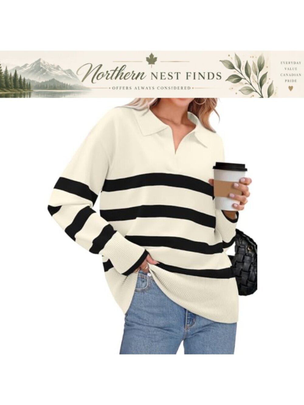 Women's Long Sleeve V Neck Knit Oversized Casual Pullover Sweater